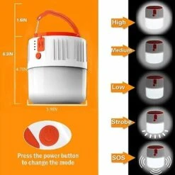 Lampe De Camping Solaire à LED Lanterne Rechargeable Par USB Projecteur De Recherche étanche Pour La Randonnée, La Pêche (Blanc) -OSRAM || EUROPALAMP Soldes Boutique 58349412 4