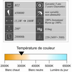 Lot De 10 Ampoules LED B22 15,3W (équiv. 100W) 1521Lm 3000K - Garantie 5 Ans -OSRAM || EUROPALAMP Soldes Boutique 58400348 3