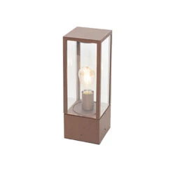 QAZQA Charlois - Lampe Sur Pied Extérieur Industriel - 1 Lumière - L 14 Cm - Brun Rouille - Rustique - Éclairage Extérieur