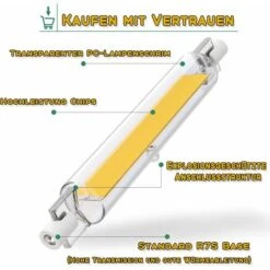 R7S LED 118mm Dimmable 1200LM, 20W Ampoule R7S LED Blanc Chaud 3200K, Remplacement J7S Halogène 180W-200W Lampe, R7S LED COB Haute Lumière Linéaire, éclairage à Faisceau 360 °, AC 220-240V, 2 Pcs -OSRAM || EUROPALAMP Soldes Boutique 59287041 5