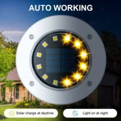 Déstockage Lumière Solaire Extérieur 12 LEDs 4 Pièces Lampes Solaires Au Sol Lampes De Jardin Blanches Acier Inoxydable étanche Pour L'extérieur, Jardin, Terrasse, Pelouse, Cour, Passerelle -OSRAM || EUROPALAMP Soldes Boutique 59853513 4