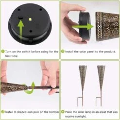 DENUOTOP Lanternes Lot De 2 Lanterne Solaire Exterieur Lampe Solaire De Jardin IP44 Imperméable Vintage Lumière En Plastique Accrochant Éclairage Décorative LED LumièRes De Bougie Pour Garden Patio Co -OSRAM || EUROPALAMP Soldes Boutique 60009053 5