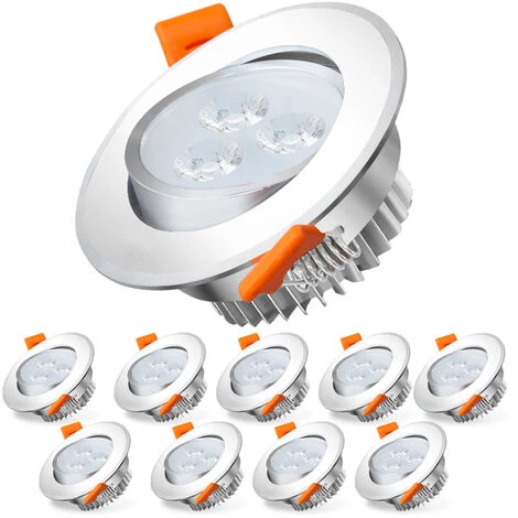 EINFEBEN 10X LED Spot Spot Encastré Set Spot Encastré Pour Plafond IP44 3W A++ 230 V Blanc Froid CE&ROHS Avec Transformateur 3 EINFEBEN 10X LED Spot Spot Encastré Set Spot Encastré Pour Plafond IP44 3W A++ 230 V Blanc Froid CE&ROHS Avec Transformateur