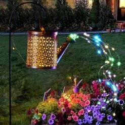 Arrosoir Solaire Avec Guirlandes Lumineuses, Lampe Arrosoir Solaire Suspendu En Métal Craquelé Rétro, Étanche Décoration De Jardin Pour Chemin, Cour, Chemin, Passerelle, Arbre