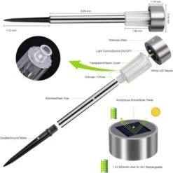 Lampe Solaire Jardin Exterieure Au Sol 12pcs Lampes Jardin Etanche Lampe Sans Fil LED Décoration Eclairage Solaire Extérieur Blanche Froide Pour Chemins Pelouse Automatique Rechargeable -OSRAM || EUROPALAMP Soldes Boutique 60167819 2