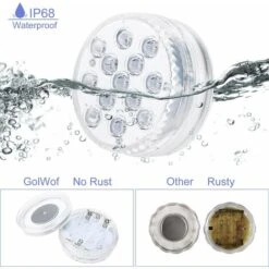 Premier® Lumières Led Submersibles GolWof 2 Pack 13-LED Lampe LED Submersible 16 RGB Couleurs Submersible à LED IP68 Étanche Lumières LED Avec Télécommande Décoration Pour Vase Aquarium Piscine Mariage Fête -OSRAM || EUROPALAMP Soldes Boutique 60544397 3