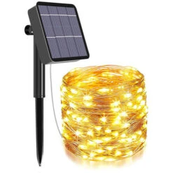 1 Jeu De Guirlandes Lumineuses Solaires 200 LED étanches 8 Fonctions, 22 M Cisea