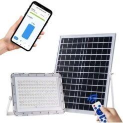 Projecteur Solaire LED Connecté 20W IP65 (Panneau Solaire + Télécommande Inclus) - Blanc Froid 6000K - 8000K - SILAMP