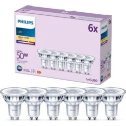 Philips Pack De 6 Ampoules LED GU10, 50W, Blanc Chaud 10 Philips Pack De 6 Ampoules LED GU10, 50W, Blanc Chaud -OSRAM || EUROPALAMP Soldes Boutique 62034807 4