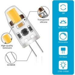 LED G4 Dimmable Ampoules,2W Equivalent 20W Halogène Lampe,200LM Blanc Chaud Économies D’énergie Ampoule,Pas De Scintillement,AC/DC 12-24V,G4 Bi-pin ,360°Angle De Faisceaux,Lot De 10 [Classe énergétiqu -OSRAM || EUROPALAMP Soldes Boutique 64568468 2
