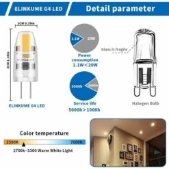 LED G4 Dimmable Ampoules,2W Equivalent 20W Halogène Lampe,200LM Blanc Chaud Économies D’énergie Ampoule,Pas De Scintillement,AC/DC 12-24V,G4 Bi-pin ,360°Angle De Faisceaux,Lot De 10 [Classe énergétiqu -OSRAM || EUROPALAMP Soldes Boutique 64568468 3