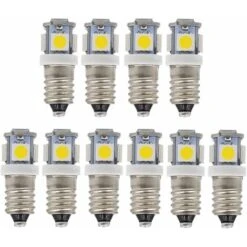 10pcs E10 6V Blanc Froid Ampoules LED 5SMD 0,5 W 50LM Les Lamp（Blanc Chaud）