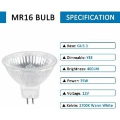 Ampoule Halogene GU5.3 35W 12V, 400lm Blanc Chaud 2700K Dimmable, Ampoule Spot Halogène MR16, Pack De 6 8 Ampoule Halogene GU5.3 35W 12V, 400lm Blanc Chaud 2700K Dimmable, Ampoule Spot Halogène MR16, Pack De 6 -OSRAM || EUROPALAMP Soldes Boutique 64569191 2