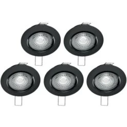 Xanlite - Lot De 5 Spots Noirs Encastrables LED Avec Ampoules Incluses, Culot GU10, 345 Lumens, équivalence 50 W, 2700K, Blanc Chaud - PACK5SP50AN