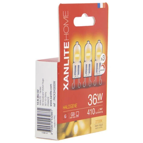 Xanlite - Lot De 3 Ampoules Halogènes Culot G9, 410 Lumens, 36W, 2700 Kelvins, Blanc Chaud Dimmable - PACK3HG930W 5 Xanlite - Lot De 3 Ampoules Halogènes Culot G9, 410 Lumens, 36W, 2700 Kelvins, Blanc Chaud Dimmable - PACK3HG930W – Image 3