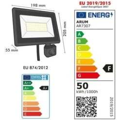 Lot De 2 Projecteurs LED 50W Noir Détecteur De Mouvement IP66 Température De Couleur: Blanc Froid 6000K -OSRAM || EUROPALAMP Soldes Boutique 65179420 5