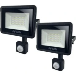 Lot De 2 Projecteurs LED 30W Noir Détecteur De Mouvement Extérieur Température De Couleur: Blanc Neutre 4000K