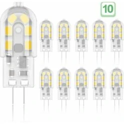 G4 2W LED Ampoule, 20W Ampoules Halogènes équivalentes, Blanc Chaud 3000K,200Lm,12x SMD,12V AC/DC - Pack De 10 [Classe énergétique A+]