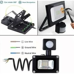 Projecteur LED Extérieur 20W Avec Détecteur De Mouvement 6500K Projecteur LED Extérieur, IP66 Avec Lampe De Sécurité à Détecteur De Mouvement, Pour Jardin, Terrasse, Pelouse, Fête -OSRAM || EUROPALAMP Soldes Boutique 65505734 4