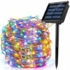Guirlande Lumineuse Solaire Extérieur, 200 LED 8 Modes 22M Décoration Lumineuse Solaire Noël IP65 Imperméable Lampe Solaire Exterieur Pour Jardin,Balcon,Terrasse, Mariage,Fête (Multicolore)