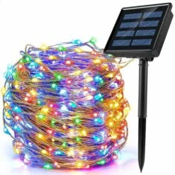 Guirlande Lumineuse Solaire Extérieur, 200 LED 8 Modes 22M Décoration Lumineuse Solaire Noël IP65 Imperméable Lampe Solaire Exterieur Pour Jardin,Balcon,Terrasse, Mariage,Fête (Multicolore)