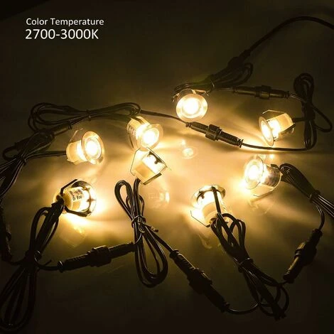 Lot De 16 LED Spots Encastrables Lampes De Sol Blanc Chaud 3000K IP67 Plafonnier Encastré Alimentation 12V Mini Spots Encastrés Pour Terrasse Jardin 5 Lot De 16 LED Spots Encastrables Lampes De Sol Blanc Chaud 3000K IP67 Plafonnier Encastré Alimentation 12V Mini Spots Encastrés Pour Terrasse Jardin – Image 3