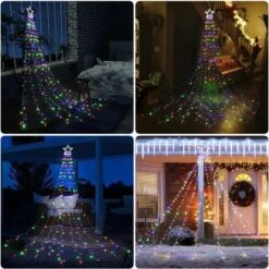 9x3m Rideau Lumineux Avec Etoile, 317 LED Guirlande Lumineuse Sapin De Noel, 8 Modes D'eclairage, Decoration Noel Exterieur Et Interieur - Multicolore -OSRAM || EUROPALAMP Soldes Boutique 67310492 4