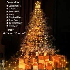 Rideau Lumineux Noël Extérieur - 10.8M 432 LED Guirlande Lumineuse électrique Avec Télécommande, 8 Modes D'éclairage, IP44 étanche, Décoration Noël Extérieur Fenêtre Balcon (Multicolore) -OSRAM || EUROPALAMP Soldes Boutique 67310503 3