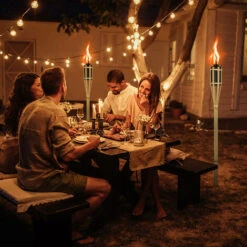 Froadp Torches à Huile Set 90cm Hauteur Torche Avec Mèche De Rechange Et 213ml Bouteille D'huile De Lampe En Fer Lanternes De Jardin En Bambou Portables Décoration Pour Fêtes En Plein Air (12 Pièces) -OSRAM || EUROPALAMP Soldes Boutique 67379604 5