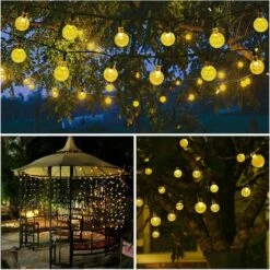 Guirlande Solaire Exterieure Etanche, 9M Guirlande Lumineuse Exterieure Avec 60 LED Cristal Boules, Guirlande Lumineuse Solaire De 8 Modes Pour Jardin Maison Fete Patio Terrasse Mariage (Blanc Chaud) -OSRAM || EUROPALAMP Soldes Boutique 67406823 3