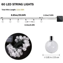 Guirlande Solaire Exterieure Etanche, 9M Guirlande Lumineuse Exterieure Avec 60 LED Cristal Boules, Guirlande Lumineuse Solaire De 8 Modes Pour Jardin Maison Fete Patio Terrasse Mariage (Blanc Chaud) -OSRAM || EUROPALAMP Soldes Boutique 67406823 4