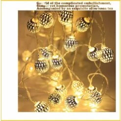 Guirlande Lumineuse Marocaine LED – 6M 40 LED Blanc Chaud Guirlande Lumineuse Boules Argentées Style Oriental Marocain Avec Piles (Pile) -OSRAM || EUROPALAMP Soldes Boutique 67445564 5