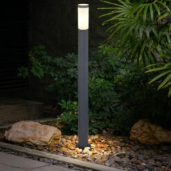 Lampadaire Extérieur Lampadaire De Jardin Lampadaire éclairage De Chemin Acier Inoxydable Anthracite Opale, Plastique Blanc, Douille 1x E27, DxH 7,6x110 Cm -OSRAM || EUROPALAMP Soldes Boutique 69923847 3