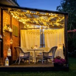 GP Guirlande Lumineuse Solaire 100 LED étanche, 12 M Blanc Chaud Avec 8 Modes, Guirlande Lumineuse Solaire En Fil De Cuivre Pour Jardin, Terrasse, Noël, Fête De Mariage - Blanc Chaud -OSRAM || EUROPALAMP Soldes Boutique 70543618 5