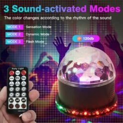 Boule Disco 48LEDs, Boule à Facette Avec Lecteur De Musique Et Haut-parleurs Doubles, Jeux De Lumière Pour Soirée Avec 3 Modes Activés Par Le Son Pour DJ, Noël, Bar Et Fête [Classe énergétique A+++] -OSRAM || EUROPALAMP Soldes Boutique 70834481 3