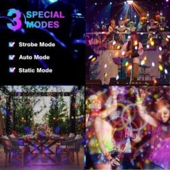 Boule Disco 48LEDs, Boule à Facette Avec Lecteur De Musique Et Haut-parleurs Doubles, Jeux De Lumière Pour Soirée Avec 3 Modes Activés Par Le Son Pour DJ, Noël, Bar Et Fête [Classe énergétique A+++] -OSRAM || EUROPALAMP Soldes Boutique 70834481 4