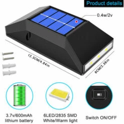 Applique Solaire Décoration Extérieure Cour Applique Cour étanche Applique Supérieure Et Inférieure Décoration Extérieure Lumineuse 4 Pièces De Lumière Blanche BF -OSRAM || EUROPALAMP Soldes Boutique 71023779 5