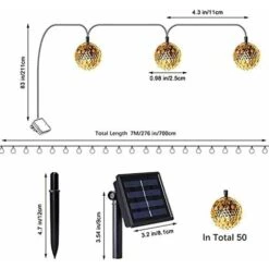 GrooFoo Guirlandes Solaires Marocaines D'extérieur,guirlandes Lumineuses Creuses Dorées LED 7M Des Années 50 Extérieures,éclairage étanche à 8 Modes Pour Jardin,terrasse,cour,maison,festival,fête (cou -OSRAM || EUROPALAMP Soldes Boutique 71131633 3