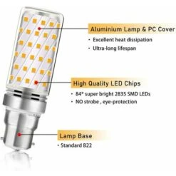 Ampoule LED Mais B22 16W Blanc Froid 6000K, 1600LM, Équivalent Halogène B22 100W-120W, AC 230V, Ampoule B22 Pour Garage/Studio, Non-dimmable, Lot De 4 [Classe énergétique A] -OSRAM || EUROPALAMP Soldes Boutique 71299754 4