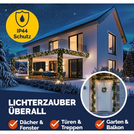 Guirlande De Noël Lumineuse Décoration En Sapin Artificiel Avec Lumières Blanc Chaud Pour Porte Fenêtre Balustrade-5m 100 LEDs (en) 5 Guirlande De Noël Lumineuse Décoration En Sapin Artificiel Avec Lumières Blanc Chaud Pour Porte Fenêtre Balustrade-5m 100 LEDs (en) – Image 3