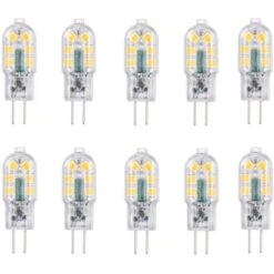 Promotion Ampoule LED G4 2W, 20W Ampoules Halogènes équivalentes, Blanc Froid 6000k,200Lm,12x SMD,12V AC/DC-Pack De 10