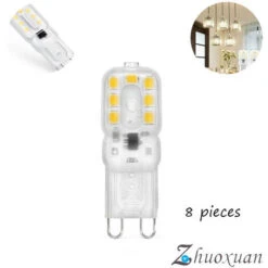 Lot De 8 Ampoules LED G9, G9 LED 220 V Blanc Naturel 5500 K 3 W équivalent Halogène 30 W [Classe énergétique E] Zhuoxuan