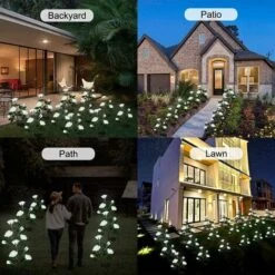 Déstockage Lampes Solaires à LED En Forme De Roses Artificielles Pour Extérieur, Décoration De Jardin, Cour, Patio, Tombe, Cimetière, Balcon, Décoration De Noël – Blanc -OSRAM || EUROPALAMP Soldes Boutique 73838629 4