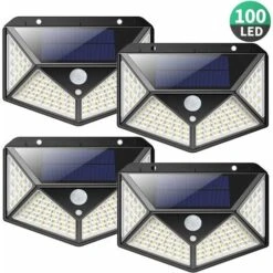 Lampe Solaire D'extérieur 100 LED 2200mA Capteur De Mouvement D'éclairage Solaire Extérieur, Puissant Projecteur Solaire Sans Fil, Lumière Solaire Avec 3 Modes D'éclairage Pour Jardin, Cour - Lot De 4