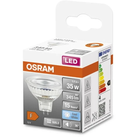 OSRAM Lampe à LED Star Reflector, GU5.3-base, Verre Clair ,Blanc Froid (4000K), 345 Lumen, Remplacement De La Traditionnelle 35W-Ampoules 1-Pack 4 OSRAM Lampe à LED Star Reflector, GU5.3-base, Verre Clair ,Blanc Froid (4000K), 345 Lumen, Remplacement De La Traditionnelle 35W-Ampoules 1-Pack – Image 2