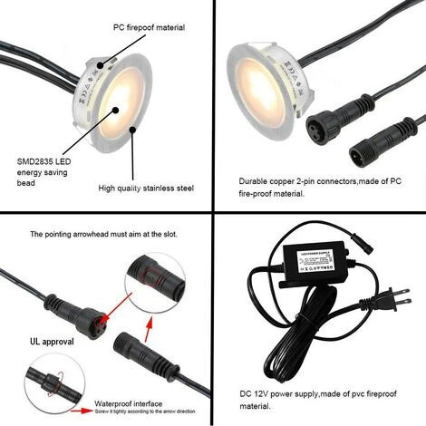 Lot De 6 φ55mm IP67 Imperméabilisent La Basse Tension 12V - Lumière Chaude 6 Lot De 6 φ55mm IP67 Imperméabilisent La Basse Tension 12V - Lumière Chaude – Image 4