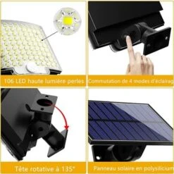 Lampe Solaire 106LED 4 Modes IP65 5M Capteur De Mouvement - 1 Pack -OSRAM || EUROPALAMP Soldes Boutique 75427595 4