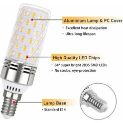 AIDUCHO Ampoule E14 LED 12W Blanc Froid 6000K, 1450LM, Équivalent Halogène E14 100W, 360° Lumiere, AC 220V, Ampoule E14 LED Pour Éclairage Intérieur, Non-dimmable, Lot De 4 -OSRAM || EUROPALAMP Soldes Boutique 75708631 4