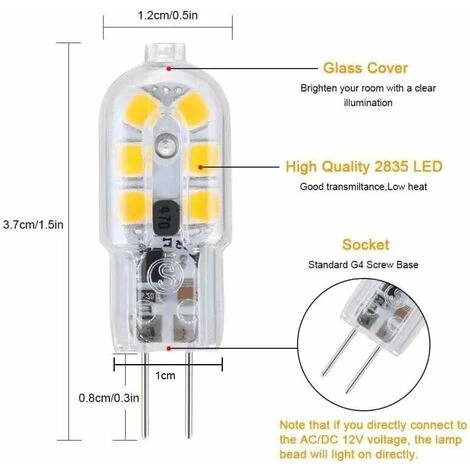 AIDUCHO G4 LED Ampoule,5-Pack 20W Ampoules Halogènes Équivalentes,Ampoule LED G4 2W Économie Pour Les Ampoules De Hotte,AC/DC 12V 180LM 3000K Couleur Transparente 4 AIDUCHO G4 LED Ampoule,5-Pack 20W Ampoules Halogènes Équivalentes,Ampoule LED G4 2W Économie Pour Les Ampoules De Hotte,AC/DC 12V 180LM 3000K Couleur Transparente – Image 2