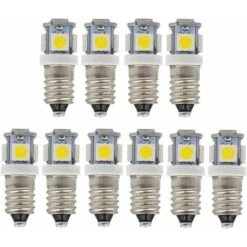 Ampoules LED E10 9 V Blanc Froid 5SMD 0,5 W (blanc Froid, 9 V) Lot De 10 Versailles